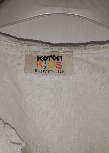 Kız Çocuk Beyaz Keten Kısa Kollu Gömlek - Görsel 2