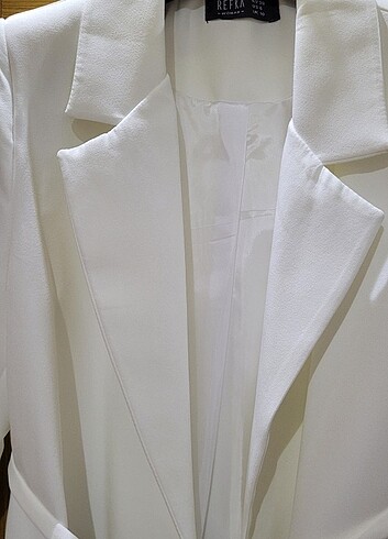Kadın Ceket 38-40 Beden Refka Marka Off White Serisi Kuşak Detay - Görsel 5