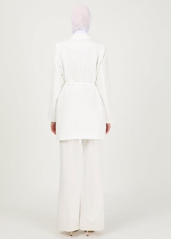 Kadın Ceket 38-40 Beden Refka Marka Off White Serisi Kuşak Detay - Görsel 7