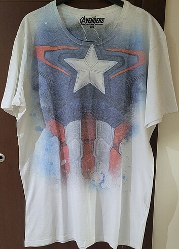 Marvel Avengers Kaptan Amerika Erkek XXL Beyaz T-Shirt Orijinal