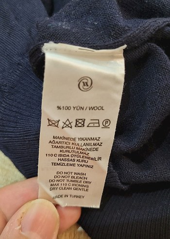 Vakko V Yaka XXL Beden Koyu Lacivert Erkek Kazak (%100 Yün) - Görsel 5