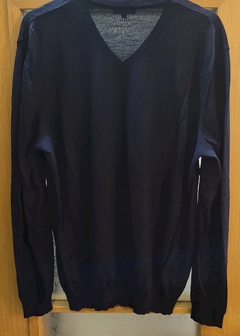 Vakko V Yaka XXL Beden Koyu Lacivert Erkek Kazak (%100 Yün) - Görsel 4