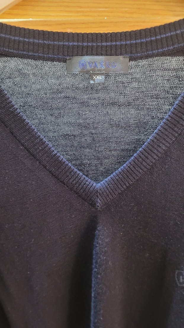 Vakko V Yaka XXL Beden Koyu Lacivert Erkek Kazak (%100 Yün) - Görsel 2