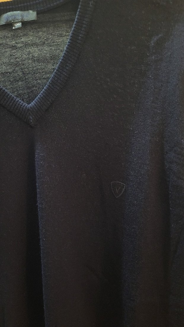 Vakko V Yaka XXL Beden Koyu Lacivert Erkek Kazak (%100 Yün) - Görsel 3