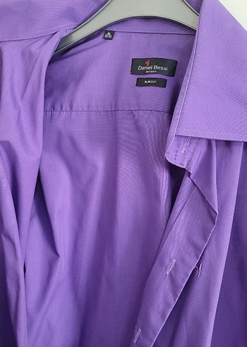 Diğer Mor Renk XL (43-44) (Slim Cut) Erkek Kumaş Gömlek (Daniel Bessi)