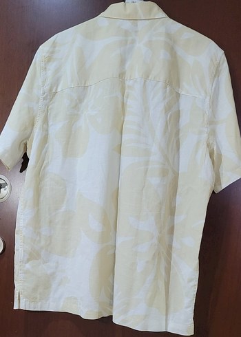 GAP Marka Bej Renk Kısa Kollu Erkek Gömlek Keten-Pamuk Karışımlı - Görsel 8