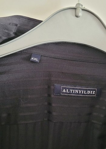xxl Beden XXL Siyah Uzun Parlak Siyah Şeritli Altınyıldız Gömlek