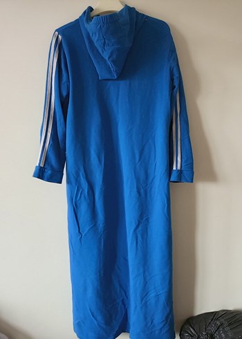 Uzun Mavi Kadın Kapüşonlu Spor Elbise - Görsel 2