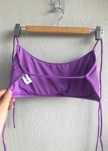 44 Beden mor Renk Bağcıklı Lila Bikini Üstü #Bralet 44