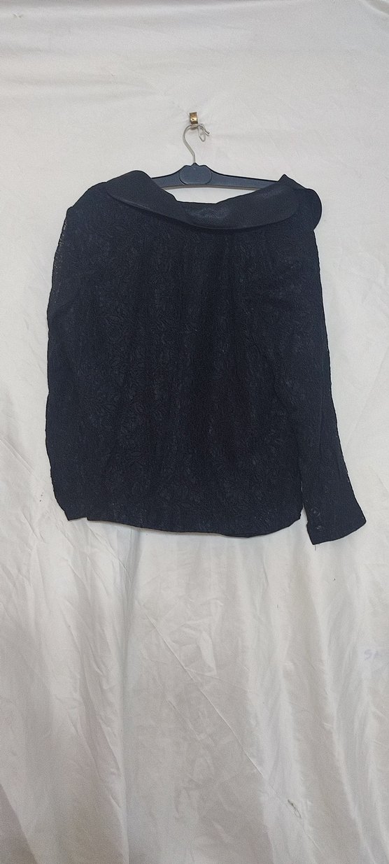 Kadın Siyah Keten Mini Düğmeli Ceket - Görsel 2