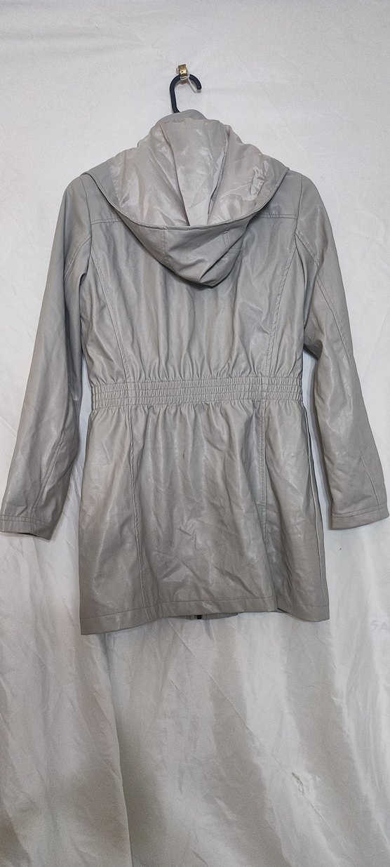 Gri Deri Uzun Kadın Ceket - Görsel 2