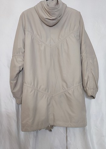 Düğmeli Gevşek Kesim Bej Midi Kadın Ceket - Görsel 2