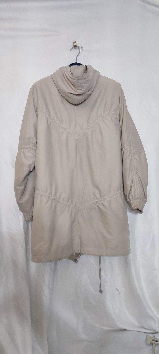 Düğmeli Gevşek Kesim Bej Midi Kadın Ceket - Görsel 2