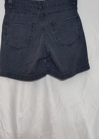 Kadın Gri Denim Mini Şort - Görsel 2