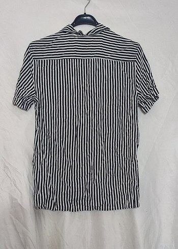 kadın Zebra Desenli Kısa Kollu Gömlek - Görsel 2