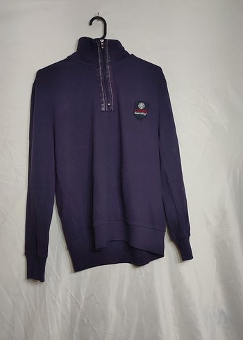 Mor Fermuarlı Erkek Sweatshirt Yarım Balıkçı Yaka