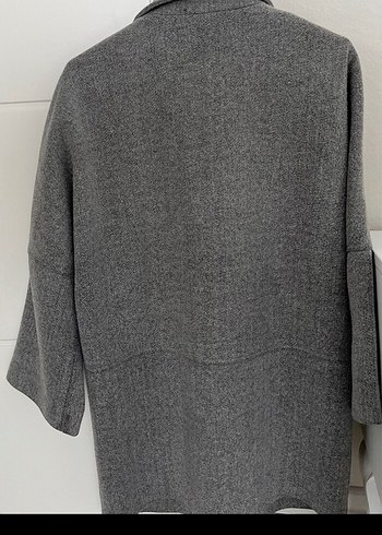 Gri Düz Kesim Kadın Kaban - Görsel 3