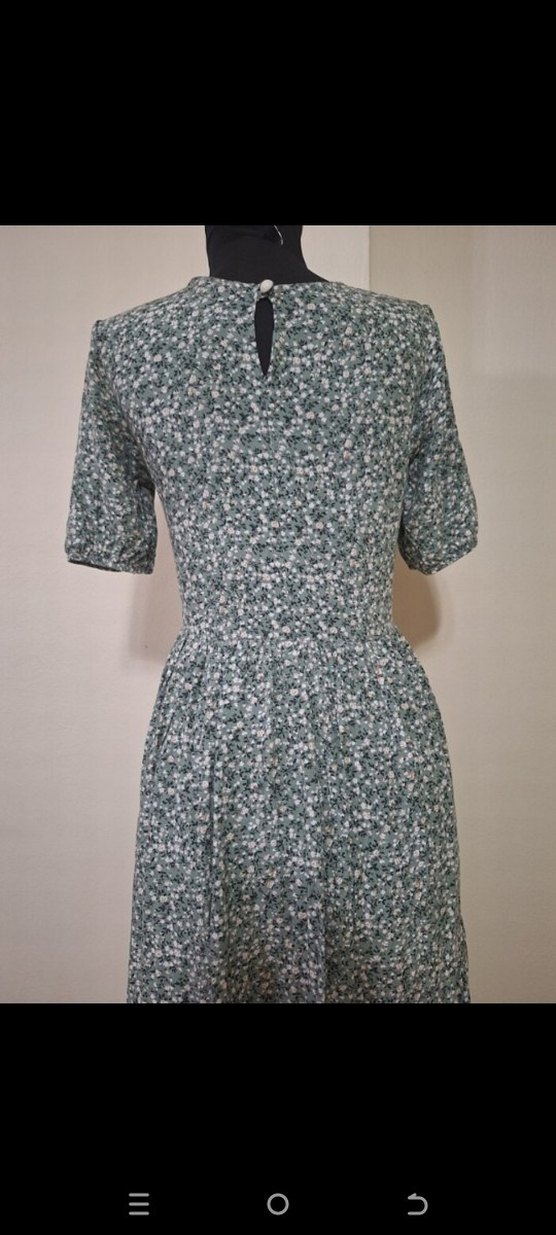 Gri bohem çiçekli Piliseli Uzun Elbise - Görsel 4