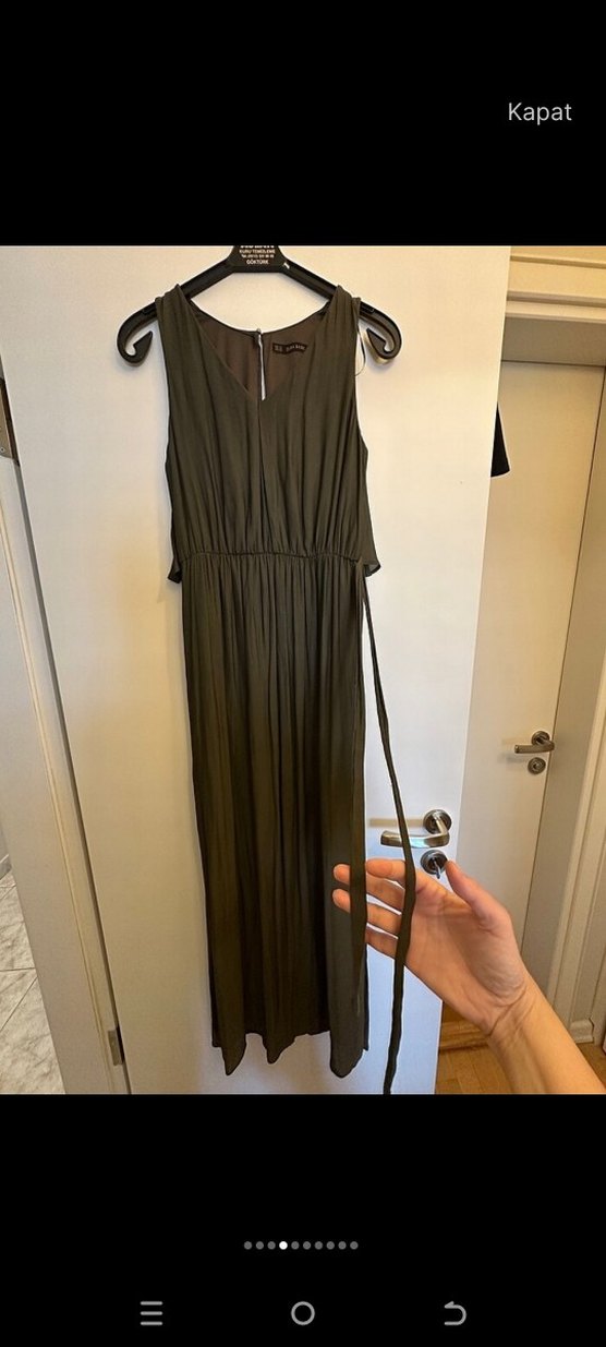 zara marka uzun yeşil elbise - Görsel 4