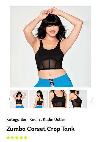 Zumba Siyah Korseli Crop Atlet