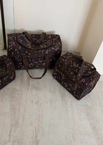 Kahverengi Harf Desenli Seyahat Düzenleyici Set - Görsel 4