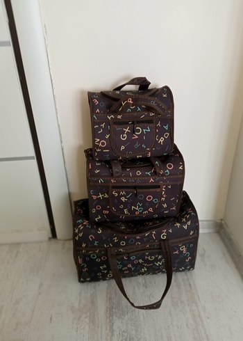 Kahverengi Harf Desenli Seyahat Düzenleyici Set - Görsel 3