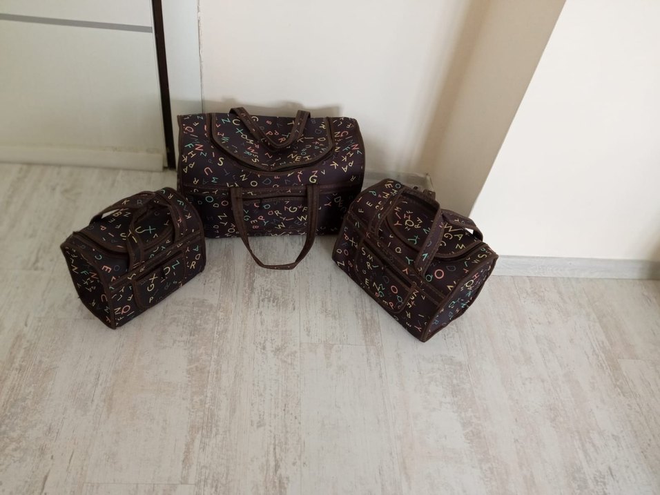 Kahverengi Harf Desenli Seyahat Düzenleyici Set - Görsel 4