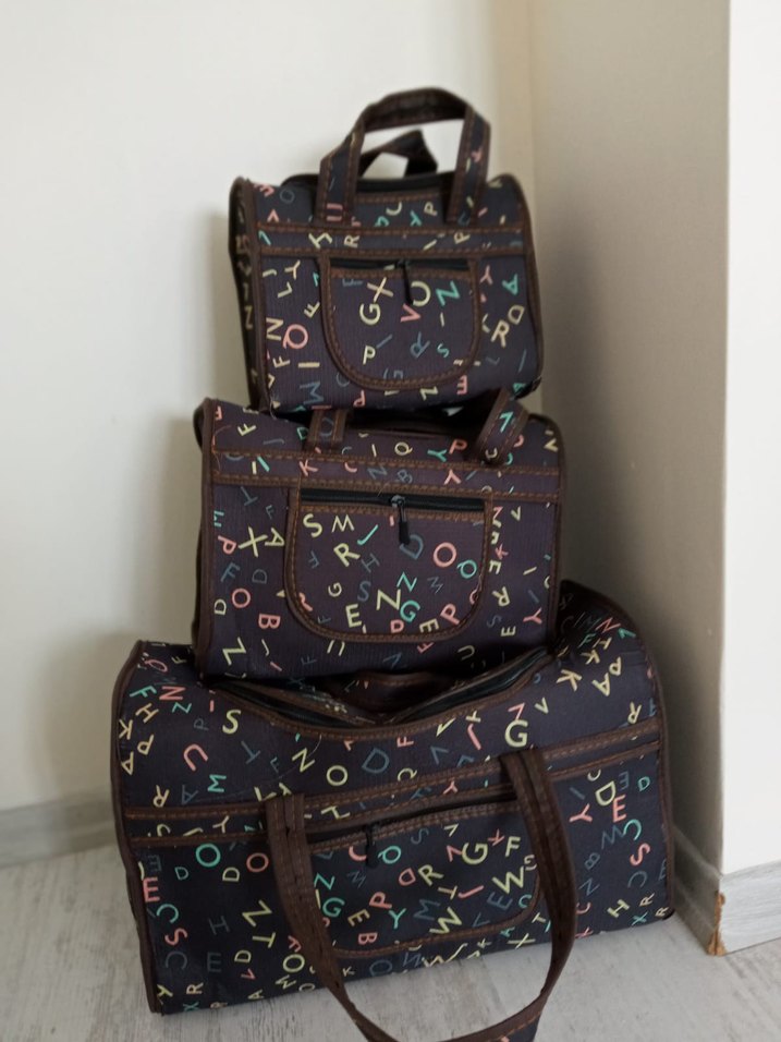 Kahverengi Harf Desenli Seyahat Düzenleyici Set - Görsel 2