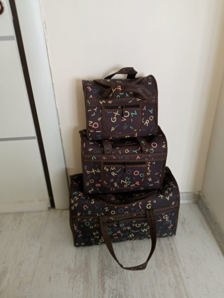 Kahverengi Harf Desenli Seyahat Düzenleyici Set - Görsel 3