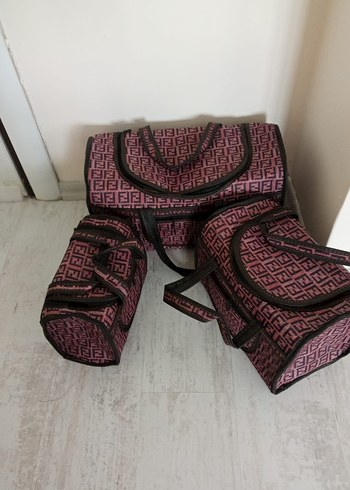 Renkli Baskılı Pembe Bebek ve günlük Çanta Seti - Görsel 5