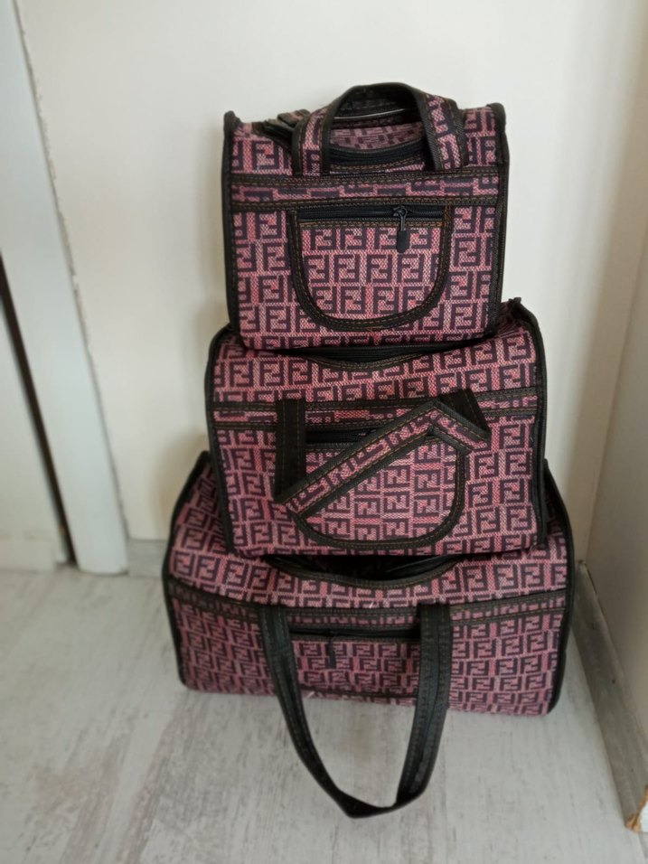 Renkli Baskılı Pembe Bebek ve günlük Çanta Seti - Görsel 2