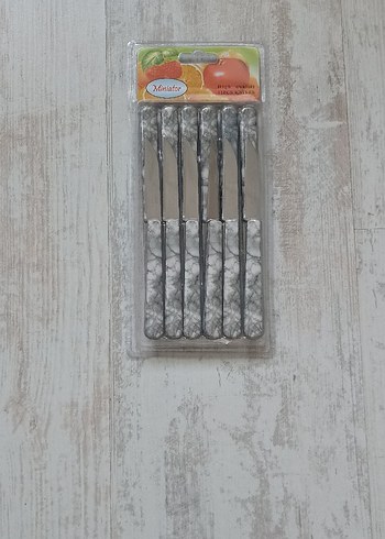 Gri Mermer Desenli 12'li Bıçak Seti - Görsel 2