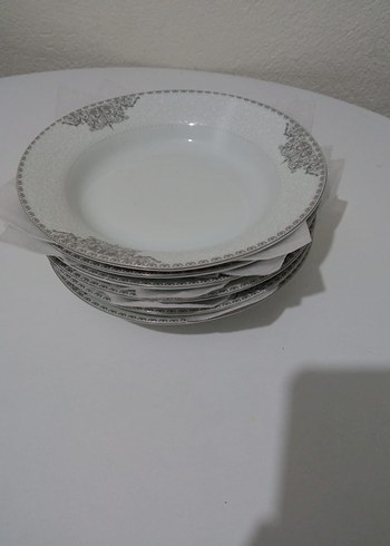 Gri Desenli Beyaz Yemek Tabağı Seti - Görsel 4