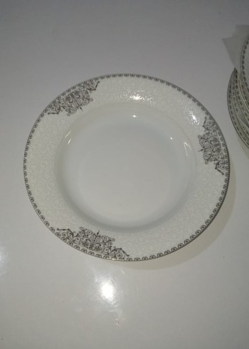 Gri Desenli Beyaz Yemek Tabağı Seti - Görsel 2