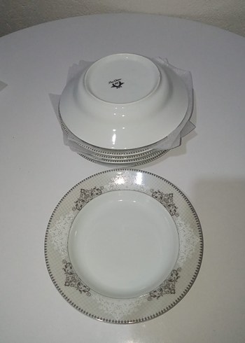 Gri Desenli Beyaz Yemek Tabağı Seti - Görsel 8