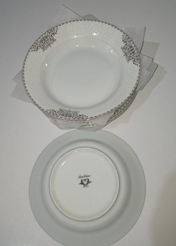 Gri Desenli Beyaz Yemek Tabağı Seti - Görsel 5