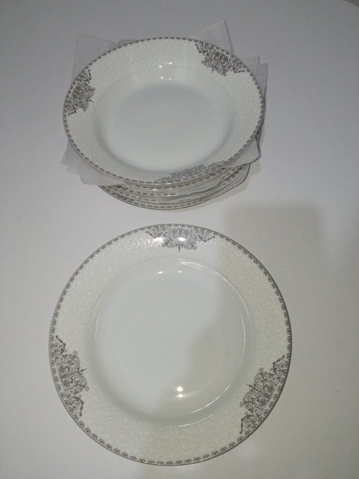 Gri Desenli Beyaz Yemek Tabağı Seti - Görsel 3