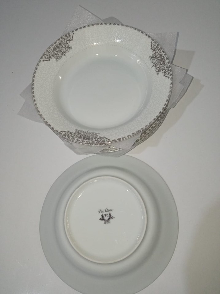 Gri Desenli Beyaz Yemek Tabağı Seti - Görsel 5