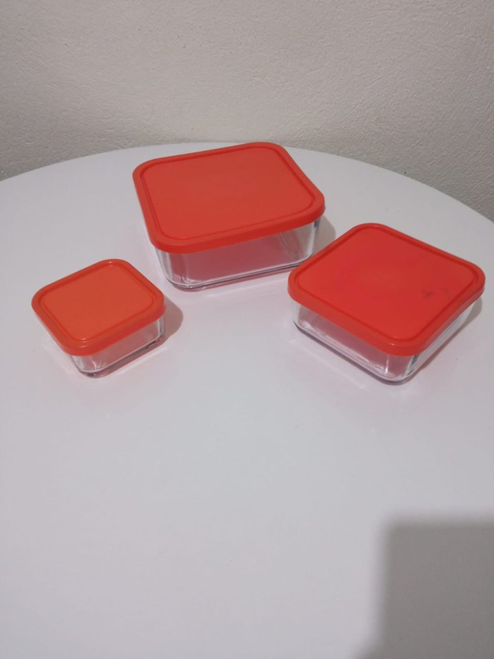 Kırmızı Kapaklı Cam Saklama Kapları Seti - Görsel 2