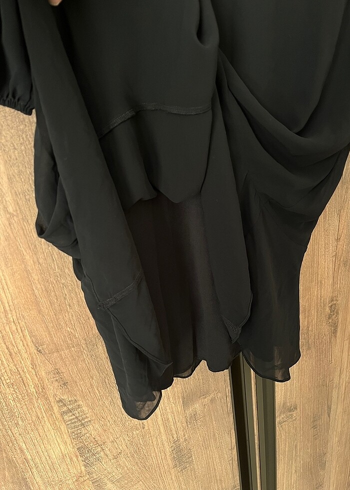 Siyah Şifon Elbise - Görsel 3