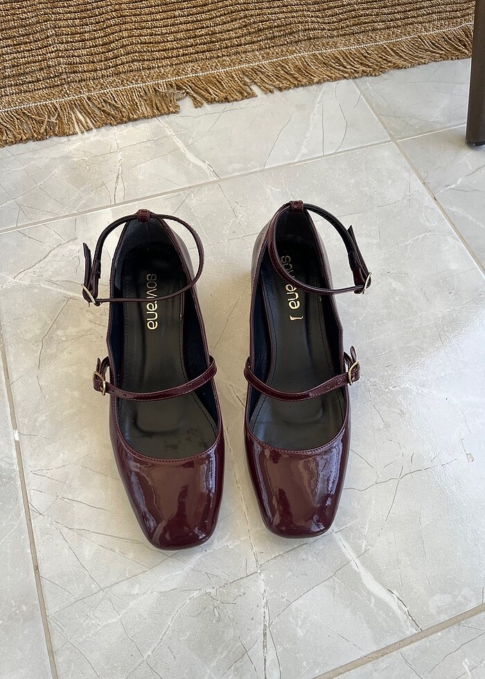 Bordo alçak topuklu ayakkabı - Görsel 3