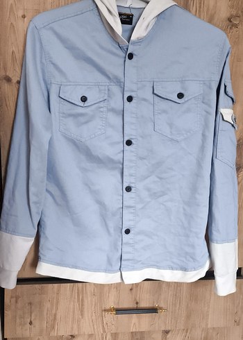 Düğmeli Mavi Denim Erkek Gömlek