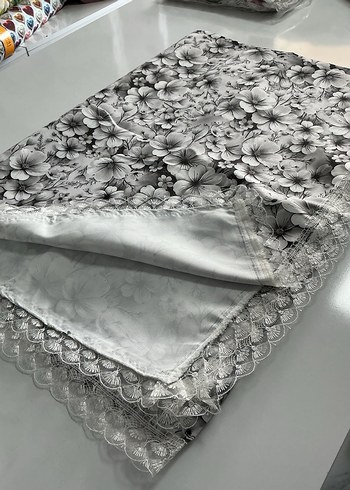 Dantel Detaylı Gri masa örtüsü - Görsel 3