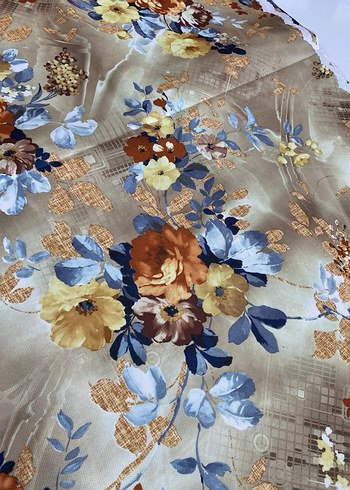 Bohem Tarzı Kahverengi Gri Çiçekli masa örtüsü - Görsel 3