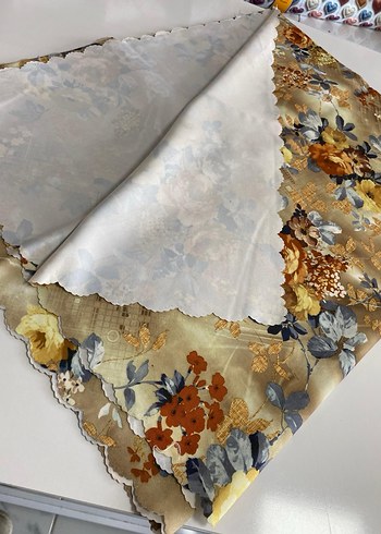 Bohem Tarzı Kahverengi Gri Çiçekli masa örtüsü - Görsel 4