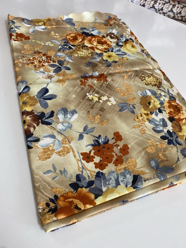 Bohem Tarzı Kahverengi Gri Çiçekli masa örtüsü - Görsel 2