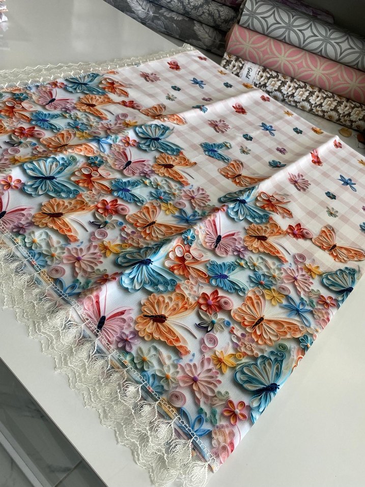 Dantel Detaylı Çok Renkli masa örtüsü - Görsel 3
