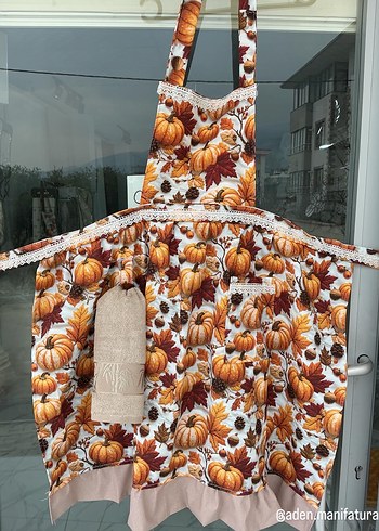 Baskılı Kahverengi Mutfak Önlüğü - Görsel 3