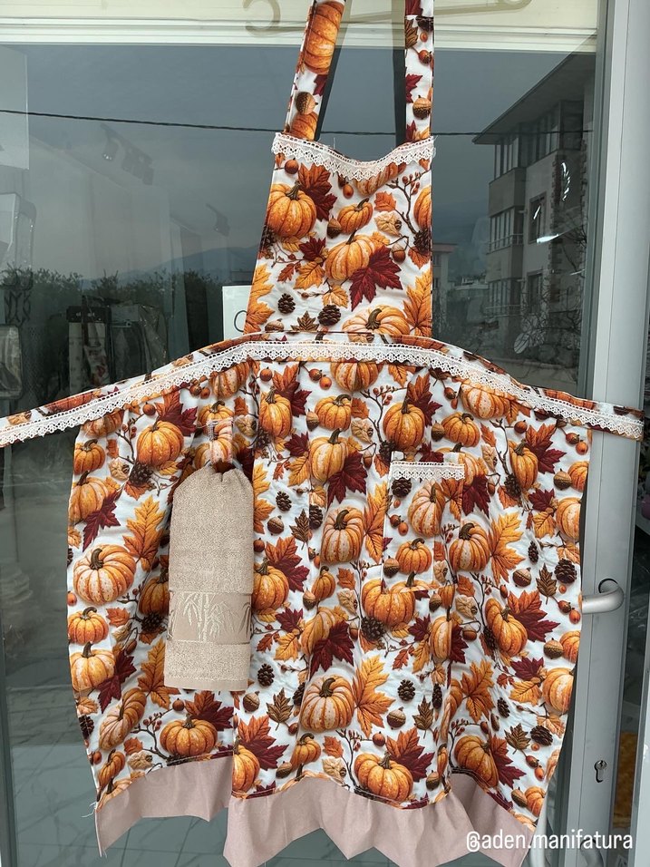 Baskılı Kahverengi Mutfak Önlüğü - Görsel 3