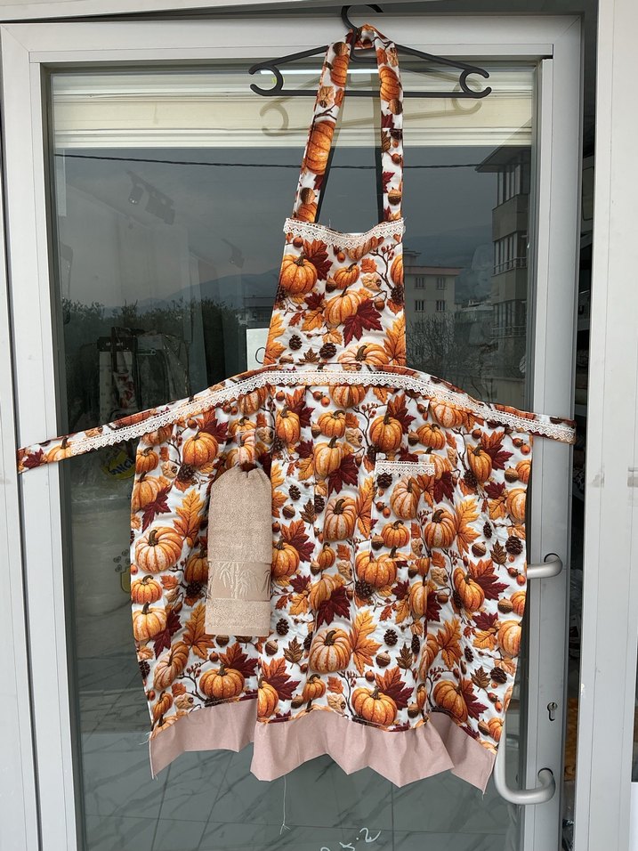 Baskılı Kahverengi Mutfak Önlüğü - Görsel 2